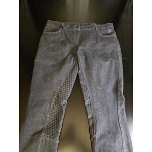 ​Ovation SoftFLEX Grip-Tec Full Seat Breeches Size 36R Grey Denim Equestrian...